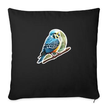 Wellensittich blau - Sofakissenbezug 45 x 45 cm - Schwarz - Vorne