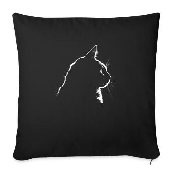 Cat, Cat Motif - Sofa pillowcase 17,3'' x 17,3'' (45 x 45 cm) - black - Front