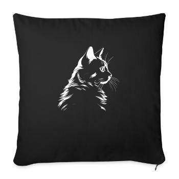 Cat, Cat Motif - Sofa pillowcase 17,3'' x 17,3'' (45 x 45 cm) - black - Front
