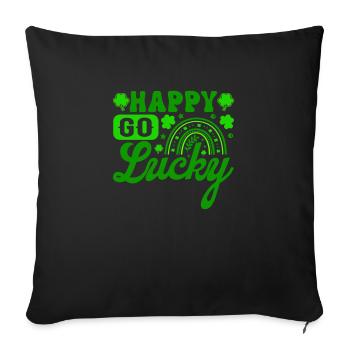 Happy Go Lucky St. Patrick's Day Niedliches grünes Skript - Sofakissenbezug 45 x 45 cm - Schwarz - Vorne