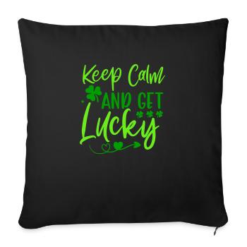 Gardez votre calme et ayez de la chance pour la Saint-Patrick - Housse de coussin décorative 45 x 45 cm - noir - Devant