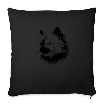 Cat, cat motif - Sofa pillowcase 17,3'' x 17,3'' (45 x 45 cm) - black - Front