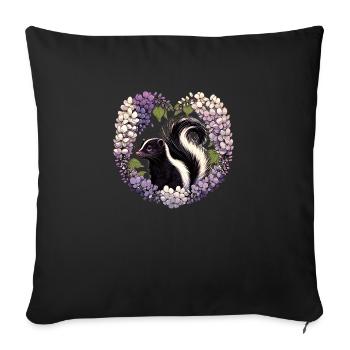 Spring Skunk Lilacs - Sofa pillowcase 17,3'' x 17,3'' (45 x 45 cm) - black - Front