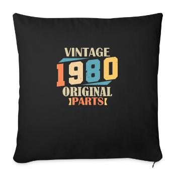 Monat 1980. 1980 Geburtstagsgeschenk. 44 Jahre alt Birt - Sofakissenbezug 45 x 45 cm - Schwarz - Vorne