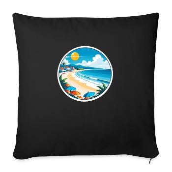 plage vacances soleil mer - Housse de coussin décorative 45 x 45 cm - noir - Devant