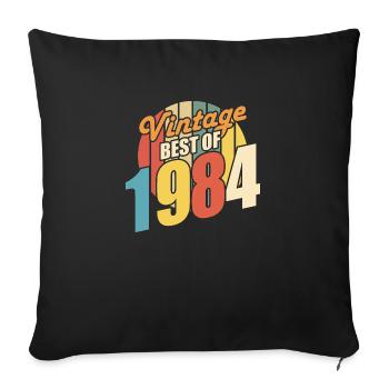 Vintage 1984 meilleur de 1984 - annif 40 ans - Housse de coussin décorative 45 x 45 cm - noir - Devant