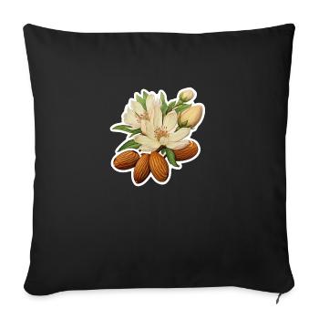 Amandes et fleurs d’amandier - Housse de coussin décorative 45 x 45 cm - noir - Devant
