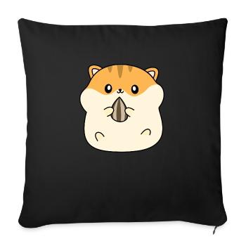 Niedliche Hamstergrube essen - Sofakissenbezug 45 x 45 cm - Schwarz - Vorne