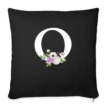 Purple Floral Letter O - Sofa pillowcase 17,3'' x 17,3'' (45 x 45 cm) - black - Front