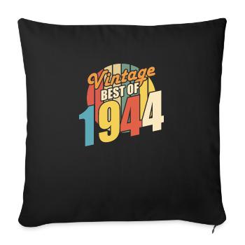 Vintage 1944 meilleur de 1944 - annif 80 ans - Housse de coussin décorative 45 x 45 cm - noir - Devant