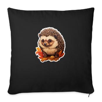 Hedgehog with leaves - Sofa pillowcase 17,3'' x 17,3'' (45 x 45 cm) - black - Front
