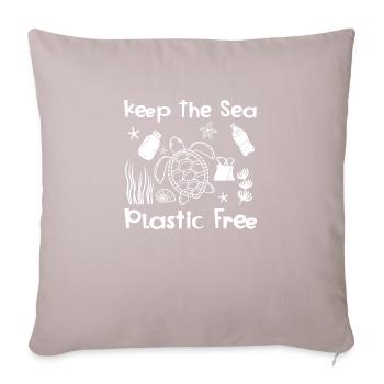 Gardez la mer sans plastique tortue Motif - Housse de coussin décorative 45 x 45 cm - taupe clair - Devant