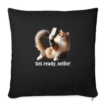 Get ready, selfie-10 - Sofa pillowcase 17,3'' x 17,3'' (45 x 45 cm) - black - Front