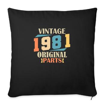 Mois 1981. Cadeau d'anniversaire 1981. 43 ans Birt - Housse de coussin décorative 45 x 45 cm - noir - Devant
