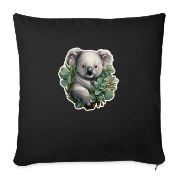 Koala with eucalyptus - Sofa pillowcase 17,3'' x 17,3'' (45 x 45 cm) - black - Front