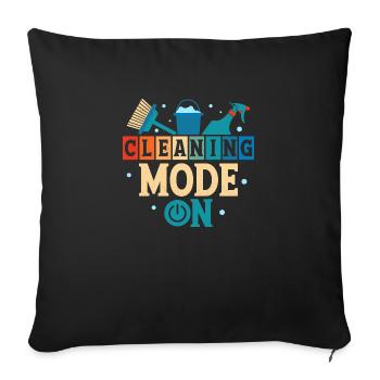 Mode de nettoyage sur le nettoyeur d’entretien ménager - Housse de coussin décorative 45 x 45 cm - noir - Devant