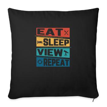Eat Sleep View Repeat Astronomy Telescope Stargaze - Sofa pillowcase 17,3'' x 17,3'' (45 x 45 cm) - black - Front