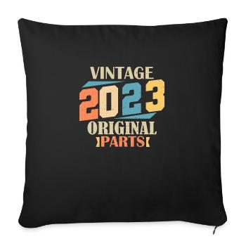 Mois 2023. Cadeau d'anniversaire 2023. 1 an Birth - Housse de coussin décorative 45 x 45 cm - noir - Devant