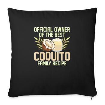 Meilleure recette de la famille Coquito Boisson au rhum Coconut Puert - Housse de coussin décorative 45 x 45 cm - noir - Devant