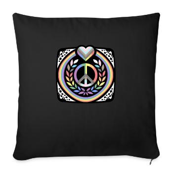 LGBT Pride Love Heart Tolerance Rainbow Flag - Sofa pillowcase 17,3'' x 17,3'' (45 x 45 cm) - black - Front