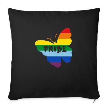 Regenbogenfahne Schmetterling - Sofakissenbezug 45 x 45 cm - Schwarz - Vorne