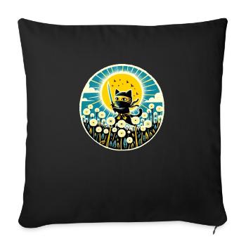 Chat Ninja Pissenlit - Housse de coussin décorative 45 x 45 cm - noir - Devant