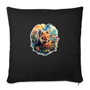 Fox in a clearing - Sofa pillowcase 17,3'' x 17,3'' (45 x 45 cm) - black - Front