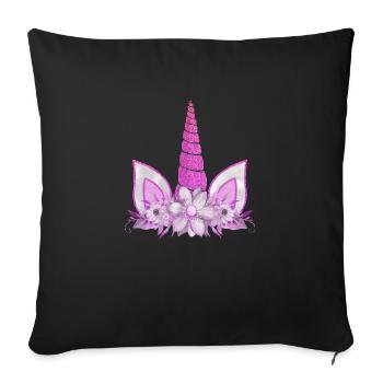 Unicorn cute Rainbow funny unicorns magic fantasy - Sofa pillowcase 17,3'' x 17,3'' (45 x 45 cm) - black - Front