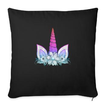 Unicorn cute Rainbow funny unicorns magic fantasy - Sofa pillowcase 17,3'' x 17,3'' (45 x 45 cm) - black - Front