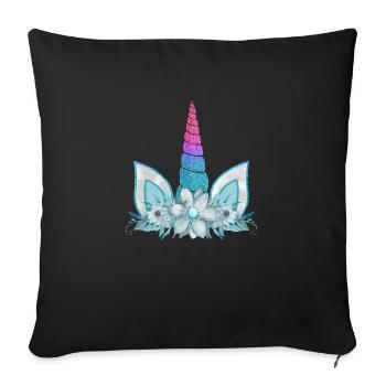 Unicorn cute Rainbow funny unicorns magic fantasy - Sofa pillowcase 17,3'' x 17,3'' (45 x 45 cm) - black - Front