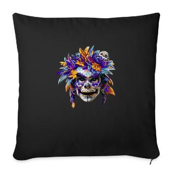 Skull native women - Sofa pillowcase 17,3'' x 17,3'' (45 x 45 cm) - black - Front