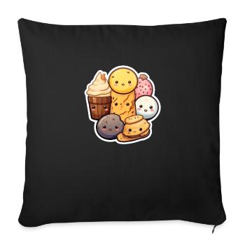 Bonbons de style kawaii - Housse de coussin décorative 45 x 45 cm - noir - Devant