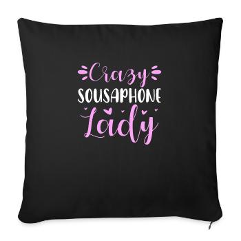 Crazy Sousaphone Lady Tube Playing Sousaphonist - Sofa pillowcase 17,3'' x 17,3'' (45 x 45 cm) - black - Front