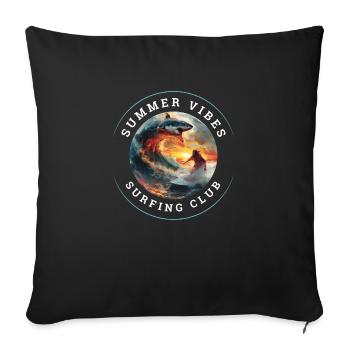 Sports nautiques Surfer Shark - Housse de coussin décorative 45 x 45 cm - noir - Devant