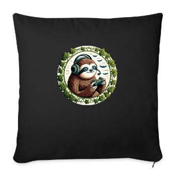 Gaming Sloth - Sofa pillowcase 17,3'' x 17,3'' (45 x 45 cm) - black - Front