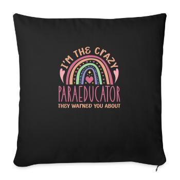 I'm the crazy paraeducator they warned you about - Sofa pillowcase 17,3'' x 17,3'' (45 x 45 cm) - black - Front