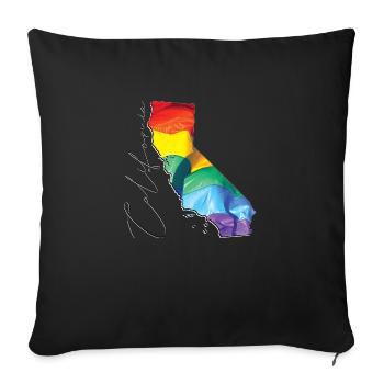 Californie (États-Unis) | Drapeau réel | Texte LGBTQIA+ - Housse de coussin décorative 45 x 45 cm - noir - Devant