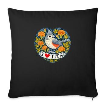 Tufted Titmouse - Sofa pillowcase 17,3'' x 17,3'' (45 x 45 cm) - black - Front