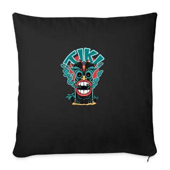 Tiki mask with a smoking mouth - Sofa pillowcase 17,3'' x 17,3'' (45 x 45 cm) - black - Front