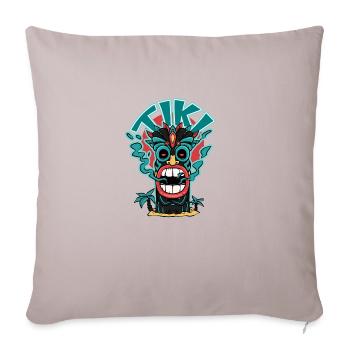 Masque Tiki qui a la bouche qui fume - Housse de coussin décorative 45 x 45 cm - taupe clair - Devant