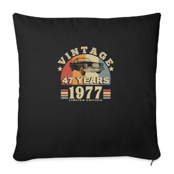 Vintage 1977 Born In 1977 47 Years Anniversary - Sofa pillowcase 17,3'' x 17,3'' (45 x 45 cm) - black - Front