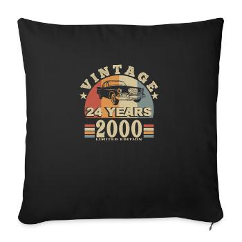 Vintage 2000 Born In 2000 24 Years Anniversary - Sofa pillowcase 17,3'' x 17,3'' (45 x 45 cm) - black - Front