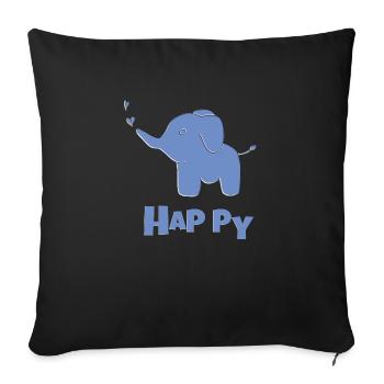 Elephant Happy - Sofa pillowcase 17,3'' x 17,3'' (45 x 45 cm) - black - Front
