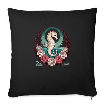 Retro Seahorse - Sofa pillowcase 17,3'' x 17,3'' (45 x 45 cm) - black - Front