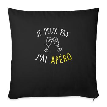 je peux pas j ai apéro / citation humour alcool - Housse de coussin décorative 45 x 45 cm - noir - Devant