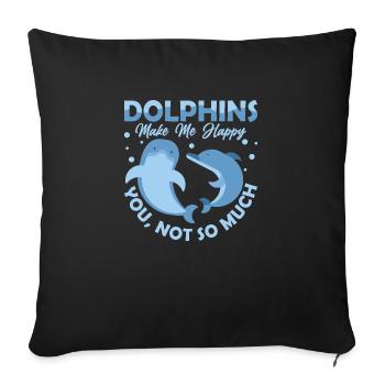 Les dauphins me rendent heureux Biologie marine Plage Vacati - Housse de coussin décorative 45 x 45 cm - noir - Devant