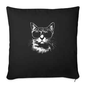 Lunettes de soleil chat drôle été - Housse de coussin décorative 45 x 45 cm - noir - Devant