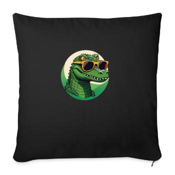 Cooles Krokodil - Sofakissenbezug 45 x 45 cm - Schwarz - Vorne
