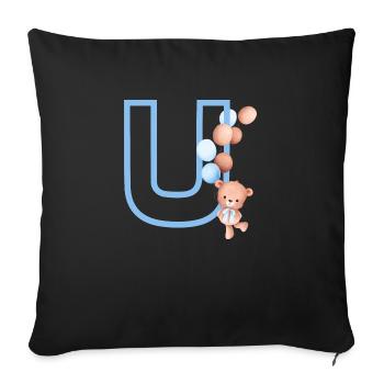 Blue Letter u Bear - Sofa pillowcase 17,3'' x 17,3'' (45 x 45 cm) - black - Front