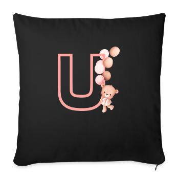 Letter u Pink Bear - Sofa pillowcase 17,3'' x 17,3'' (45 x 45 cm) - black - Front